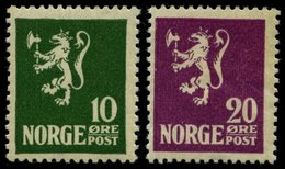 NORWEGEN 105/6 **, 1922/3, 10 Und 20 Ø Wappenlöwe, 2 Prachtwerte, Mi. 140.- - Autres & Non Classés