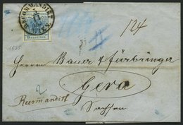 ÖSTERREICH 5Y BRIEF, 1855, 9 Kr. Blau, Maschinenpapier, Type IIIb, K1 RECOMMANDIRT WIEN, Rückseitig Defekte 6 Kr., Prach - Gebruikt