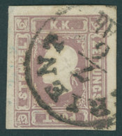 ÖSTERREICH BIS 1867 17a O, 1858, 1.05 Kr. Dunkellila, Stempel TRIENT, Schmal-vollrandig, Pracht, Fotobefund Dr. Ferchenb - Gebruikt