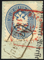 ÖSTERREICH 33 BrfStk, 1863, 10 Kr. Blau Mit Retourstempel (RbB) Von KRAKAU RETOUR Und Roter Recommandirt-Stempel, Pracht - Usati