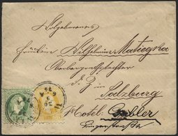 ÖSTERREICH 35/6I BRIEF, 1874, 2 Kr. Gelb Und 3 Kr. Grün, Grober Druck, Auf Brief Von WIEN Nach Salzburg, Pracht - Other & Unclassified
