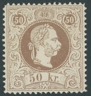 ÖSTERREICH 1867-1918 41IIE **, 1867, 50 Kr. Braun, Gezähnt L 13, Postfrisch, Pacht - Sonstige & Ohne Zuordnung