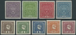 ÖSTERREICH 1867-1918 208-11IIA,212-16 **, 1916/19, Wappen, Type II, Faserpapier Und Kleiner Merkurkopf, 2 Postfrische Pr - Sonstige & Ohne Zuordnung