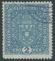 ÖSTERREICH 1867-1918 208IIB O, 1917, 2 Kr. Preußischblau, Type II, Gezähnt 111/2, Faserpapier, Pracht, Signiert, Mi. 160 - Sonstige & Ohne Zuordnung