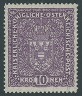 ÖSTERREICH 1867-1918 211IA *, 1919, 10 Kr. Schwärzlichbraunviolett, Type I, Falzrest, Pracht, Mi. 75.- - Sonstige & Ohne Zuordnung