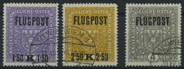 ÖSTERREICH 225-27yII O, 1918, Flugpost, Weißes Papier, Prachtsatz, Mi. 75.- - Other & Unclassified