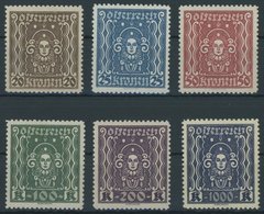 ÖSTERREICH 1918-1938 398-404B **, 1922, Frauenkopf, Gezähnt L 111/2, Postfrischer Prachtsatz (6 Werte), Mi. (650.-) - Altri & Non Classificati