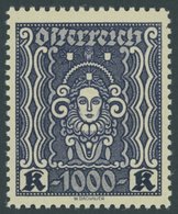 ÖSTERREICH 1918-1938 404B **, 1922, 1000 Kr. Schwarzblauviolett, Gezähnt L 111/2, Postfrisch, Pracht, Mi. 600.- - Andere & Zonder Classificatie