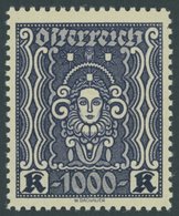 ÖSTERREICH 1918-1938 404B **, 1922, 1000 Kr. Schwarzblauviolett, Gezähnt L 111/2, Postfrisch, Pracht, Mi. 600.- - Other & Unclassified