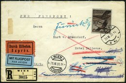 ÖSTERREICH 487 BRIEF, 1935, 10 S. Flugpost Auf Interessantem Luftpost Eil-Einschreibbrief Nach Berlin Mit Zahlreichen Re - Other & Unclassified