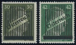 ÖSTERREICH 1945-1949 672I,673II **, 1945, Gitteraufdruck, 30 Pf. Type I Und 42 Pf. Type II, Postfrisch, 2 Prachtwerte, M - Otros & Sin Clasificación