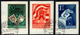 ÖSTERREICH 952-54 BrfStk, 1950, Volksabstimmung, Prachtsatz Auf Briefstücken, Mi. 120.- - Used Stamps