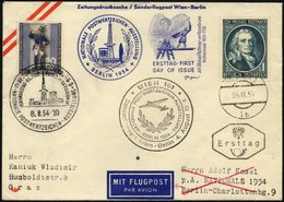 ÖSTERREICH 1007 BRIEF, 4.8.1954, 1 S. Rottmayr Auf Sonderflugpostbrief Und FDC WIEN-BERLIN, Mit Zusatzporto Berlin Mi.Nr - Usati