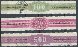 VERRECHNUNGSMARKEN V 1-3 O, 1948, Zustellgebühren, 200 Und 500 S. übliche Büge, Pracht, Mi. 270.- - Other & Unclassified
