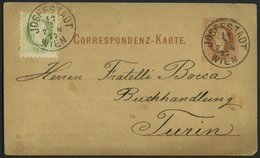 GANZSACHEN P 25,36II BRIEF, 1877, 2 Kr. Rotbraun, Karte (deutsch) Mit Zusatzfrankatur 3 Kr. Grün, Feiner Druck, Von JOSE - Other & Unclassified