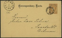 GANZSACHEN P 43 BRIEF, 1889, 2 Kr. Braun, Karte (deutsch) Mit Fingerhut-K1 NEUKIRCHEN BEL EGER Nach Seestadt, Pracht - Other & Unclassified