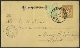 GANZSACHEN P 43,45 BRIEF, 1889, 2 Kr. Braun, Karte (deutsch) Mit Zusatzfrankatur 3 Kr. Doppeladler Von LEOPOLDSTADT WIEN - Other & Unclassified