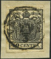 LOMBARDEI UND VENETIEN 2Xa BrfStk, 1850, 10 C. Schwarz, Handpapier, Type Ia, K1 VENEZIA, Prachtbriefstück, Fotobefund Dr - Lombardije-Venetië