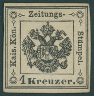 LOMBARDEI UND VENETIEN Z 1 *, Zeitungsstempelmarken: 1859, 1 Kr. Schwarz, Falzrest, Minimale Alterspatina, Pracht, Signi - Lombardije-Venetië
