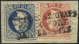 POST IN DER LEVANTE 3II,4I BrfStk, 1878, 5 So. Rot, Feiner Druck Und 10 So. Blau, Grober Druck, Vollständiger L3 LETTERE - Levante-Marken