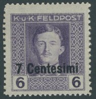 FELDPOST ITALIEN 5D **, 1918, 7 C. Auf 6 H. Violett, Gezähnt L 121/2:111/2, Postfrisch, Pracht, Mi. 60.- - Andere & Zonder Classificatie