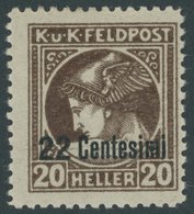 FELDPOST ITALIEN 23B **, 1918, 22 C. Auf 20 H. Braun, Gezähnt L 111/2, Postfrisch, Pracht, Mi. 320.- - Other & Unclassified