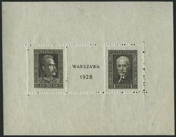 POLEN Bl. 1 *, 1928, Block Warschau, Falzreste Im Rand, Herzstück Postfrisch, Pracht - Sonstige & Ohne Zuordnung