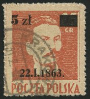 POLEN 389 O, 1945, 5 Zl. Auf 25 Gr. Januar-Aufstand, Pracht, Mi. 100.- - Autres & Non Classés