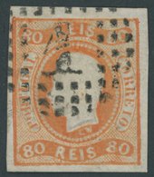 PORTUGAL 22 O, 1866, 80 R. Orange, Pracht, Mi. 100.- - Other & Unclassified