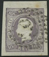 PORTUGAL 23 O, 1867, 100 R. Dunkellila, Pracht, Mi. 140.- - Andere & Zonder Classificatie