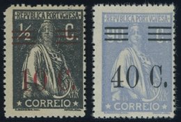 PORTUGAL 475A,496A **, 1928, 10 C. Auf 1/2 C. Schwarz Und 40 C. Auf 90 C. Ultramarin, Gezähnt 15:14, 2 Prachtwerte, Sign - Other & Unclassified