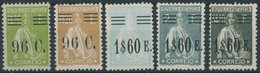 PORTUGAL 503-07 **, 1928, 96 C. Auf 1.20 E. - 1.60 E. Auf 20 E. Ceres, 5 Postfrische Prachtwerte, Signiert Zumstein, Mi. - Other & Unclassified