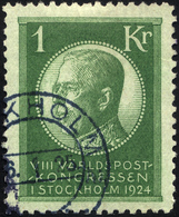 SCHWEDEN 156 O, 1924, 1 Kr. Weltpostkongreß, Pracht, Mi. 70.- - Oblitérés