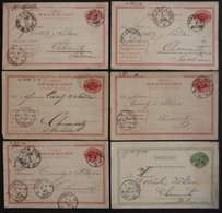 GANZSACHEN 1883-98, über 40 Ganzsachenkarten Nach Deutschland, Einige Interessante Stempel, Feinst/Pracht - Postal Stationery