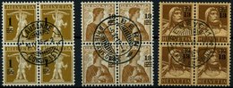 SCHWEIZ BUNDESPOST 124-26 VB O, 1915, Freimarken In Zentrisch Gestempelten Viererblocks, Pracht - Andere & Zonder Classificatie