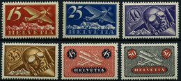 SCHWEIZ BUNDESPOST 179-84x **, 1923, Flugpost, Gewöhnliches Papier, 40 C. Kleiner Haftpunkt Sonst Prachtsatz (6 Werte),  - Andere & Zonder Classificatie