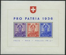 SCHWEIZ BUNDESPOST Bl. 2 **, 1936, Block Pro Patria, Pracht, Mi. 75.- - Other & Unclassified