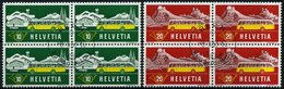 SCHWEIZ BUNDESPOST 586/7 VB O, 1953, Alpenpost In Viererblocks Mit Zentrisch Gestempelten Ersttagsstempeln, Pracht - Altri & Non Classificati