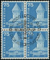 SCHWEIZ BUNDESPOST 707yI VB O, 1960, 75 C. Kapellbrücke Und Wasserturm, Phosphoreszenz Rückseitig Statt Vorderseitig, Im - Altri & Non Classificati