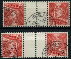 ZUSAMMENDRUCKE KZ 11yC,zC O, 1937, Landschaften Kehrdrucke 20 + Z + 20, Beide Gummierungen, Zwischensteg Senkrecht Gezäh - Zusammendrucke