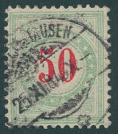 PORTOMARKEN P 20IIAXaK O, 1883, 50 C. Opalgrün/rot, Pracht, Mi. 70.- - Impuesto