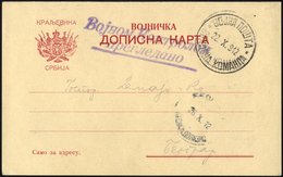 SERBIEN 1912, Feldpostkarte Mit Zensur- Und Feldpoststempel, Pracht - Servië