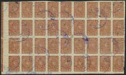SOWJETUNION 369BY O, 1931, 5 K. Braun, Ungezähnt, Wz. Liegend, 36 Werte Im Bogenteil Mit Linkem Rand Und Blauen Stempeln - Other & Unclassified