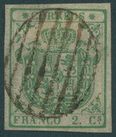 SPANIEN 24w O, 1854, 2 Cs. Grün, Kabinett, Mi. 500.- - Other & Unclassified