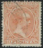 SPANIEN 201 O, 1889, 10 Pta. Ziegelrot, Rauhe Zähnung, Pracht, Mi. 100.- - Andere & Zonder Classificatie