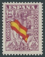 SPANIEN 762 **, 1937, 4 Pta. Soldat Mit Fahne, Postfrisch, Pracht, Mi. 150.- - Andere & Zonder Classificatie