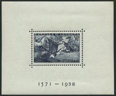 SPANIEN Bl. 11/2A,B **, 1938, Blockpaar Seeschlacht Von Lepanto, Gezähnt Und Ungezähnt, Bl. 11A Kleine Druckstelle Im Ra - Other & Unclassified