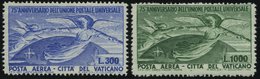 VATIKAN 161/2 *, 1949, 75 Jahre Weltpostverein, Falzrest, Normale Zähnung, 2 Prachtwerte - Other & Unclassified