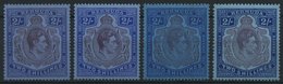 BERMUDA-INSELN 111a-c *, 1938-43, 2 Sh., Gezähnt 14, 4 Verschiedene Werte, Falzrest, Pracht - Bermudas