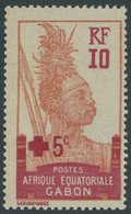 GABUN 85 **, 1915, 10 C. Rotes Kreuz, Postfrisch, Pracht - Sonstige & Ohne Zuordnung